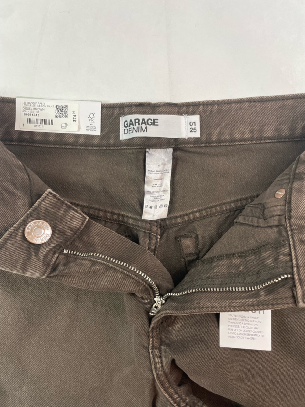 Garage Low Rise Baggy Jean Diesel Brown Women’s Size 1/25 MSRP$75 NWT RARE - Picture 6 of 10